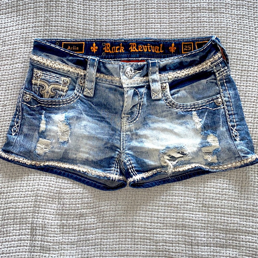 Rock Revival “Arlia” acid wash shorts